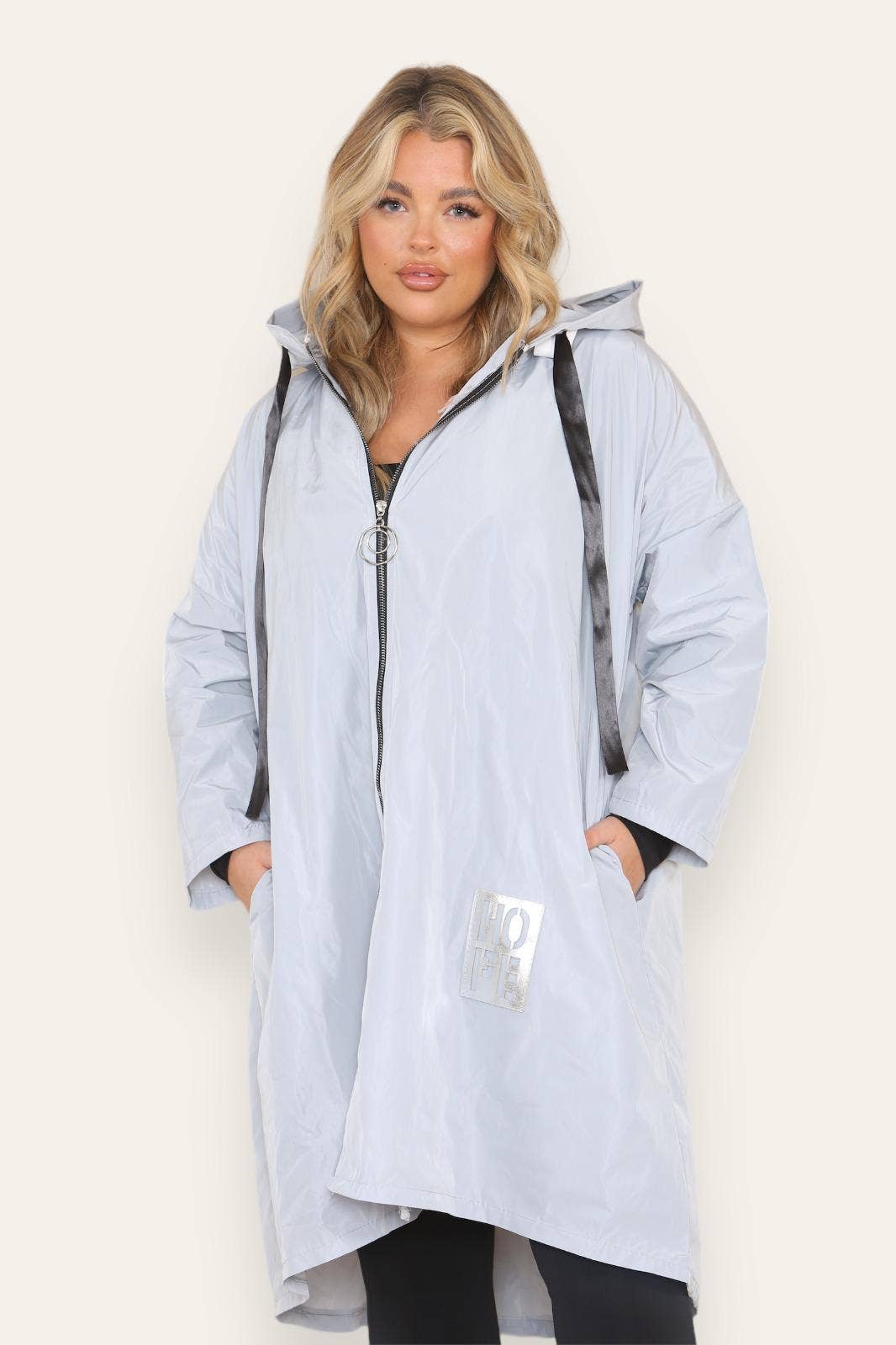 Raincoat with oversized hood best sale