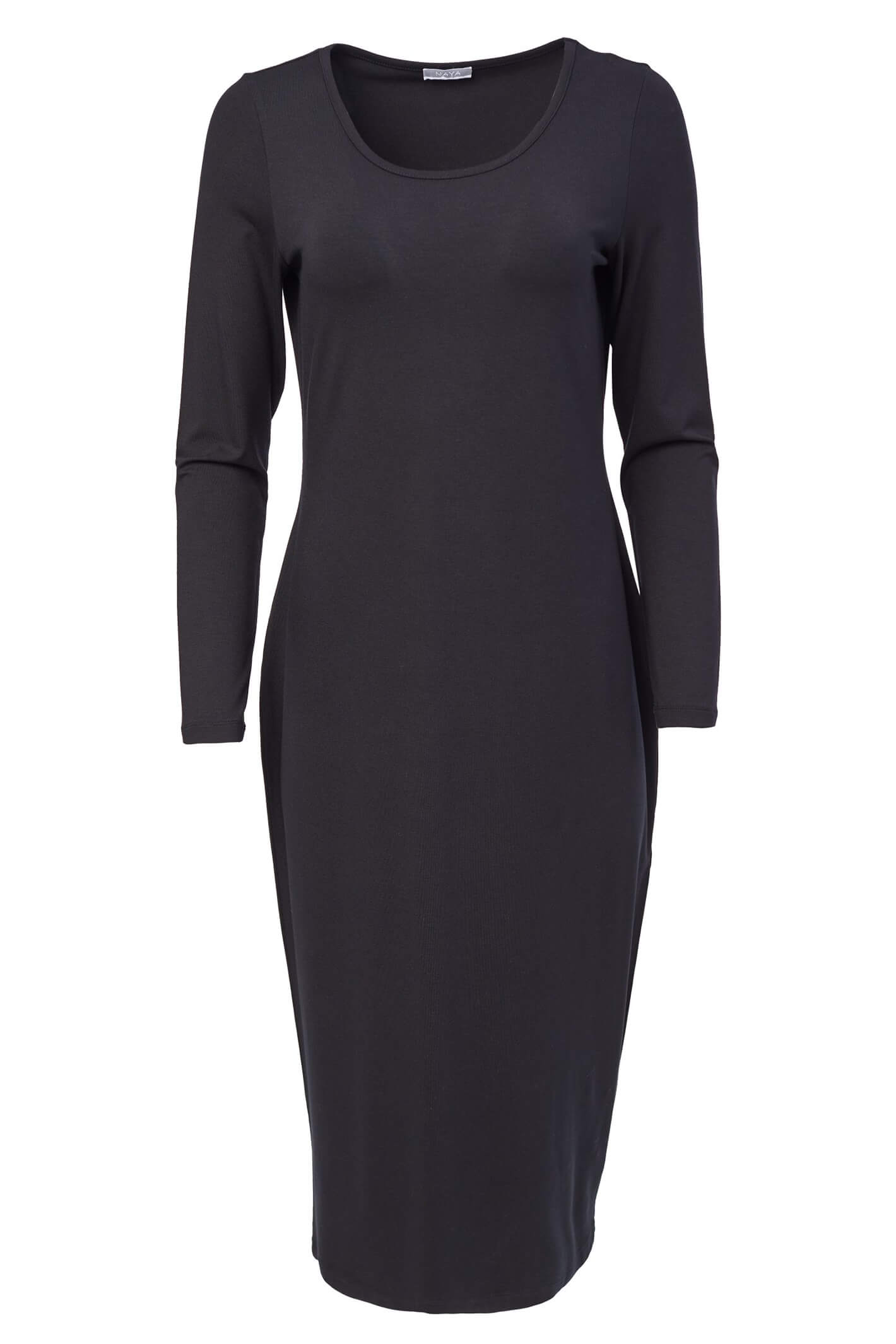 Naya NAW23 109 Black Jersey Round Neck Dress With Sleeves – Experience