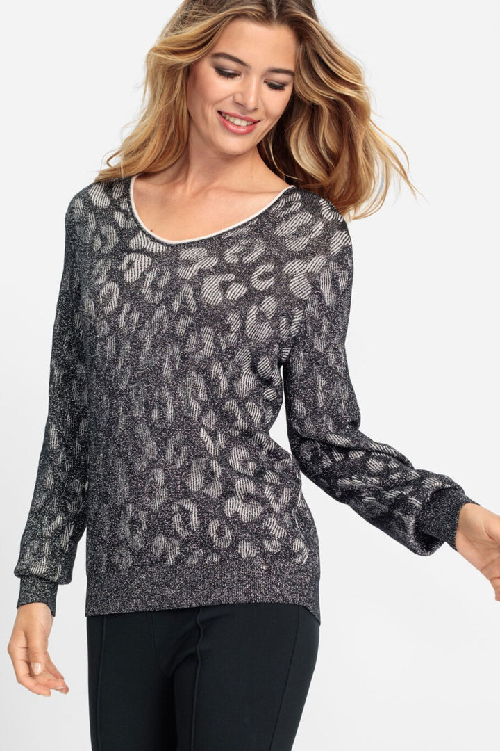 Olsen 11004502 Black & Metallic Silver Knit Jumper