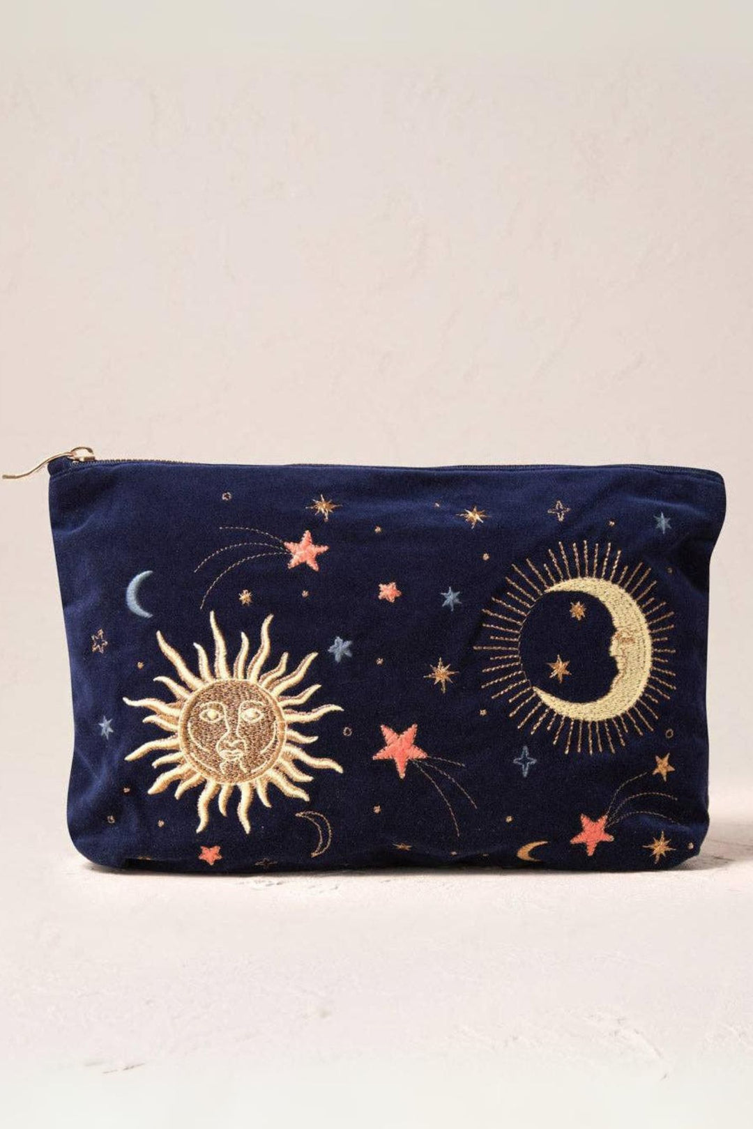 Elizabeth Scarlett Navy Celestial Everyday Velvet Pouch