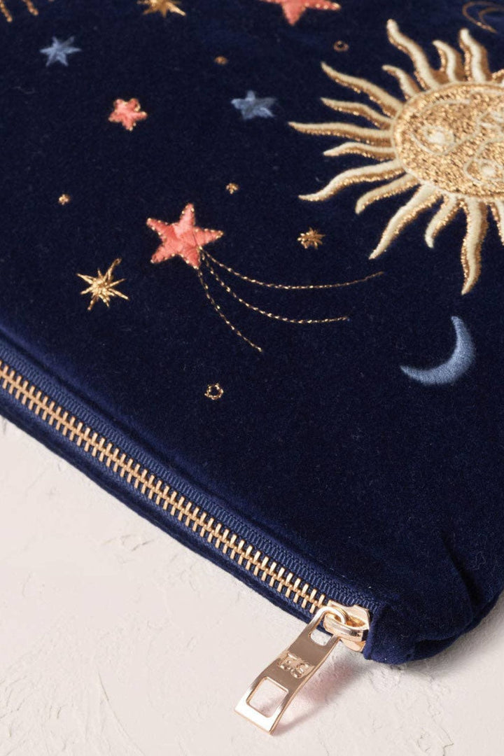 Elizabeth Scarlett Navy Celestial Everyday Velvet Pouch