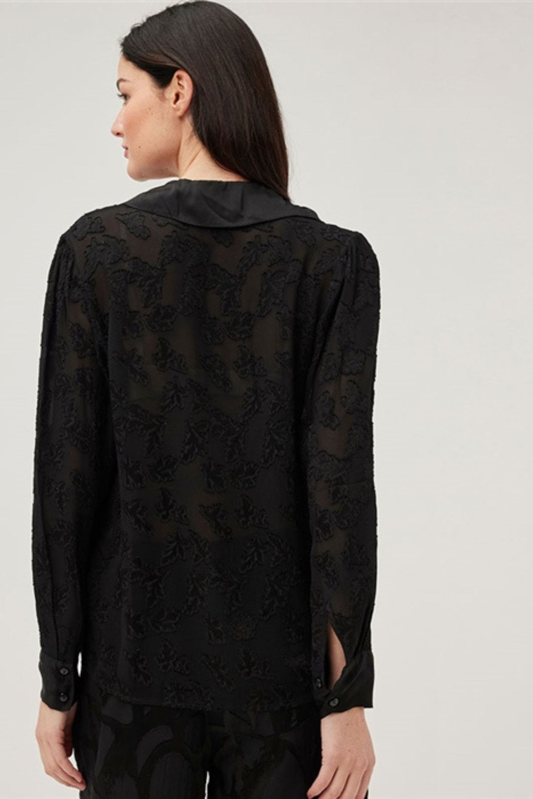 Leo & Ugo EH315 Black Semi-Sheer Burnout Shirt