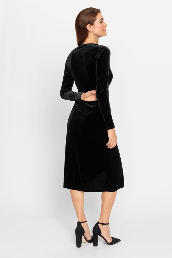 Olsen 13001792 Black Faux Wrap Velvet Dress