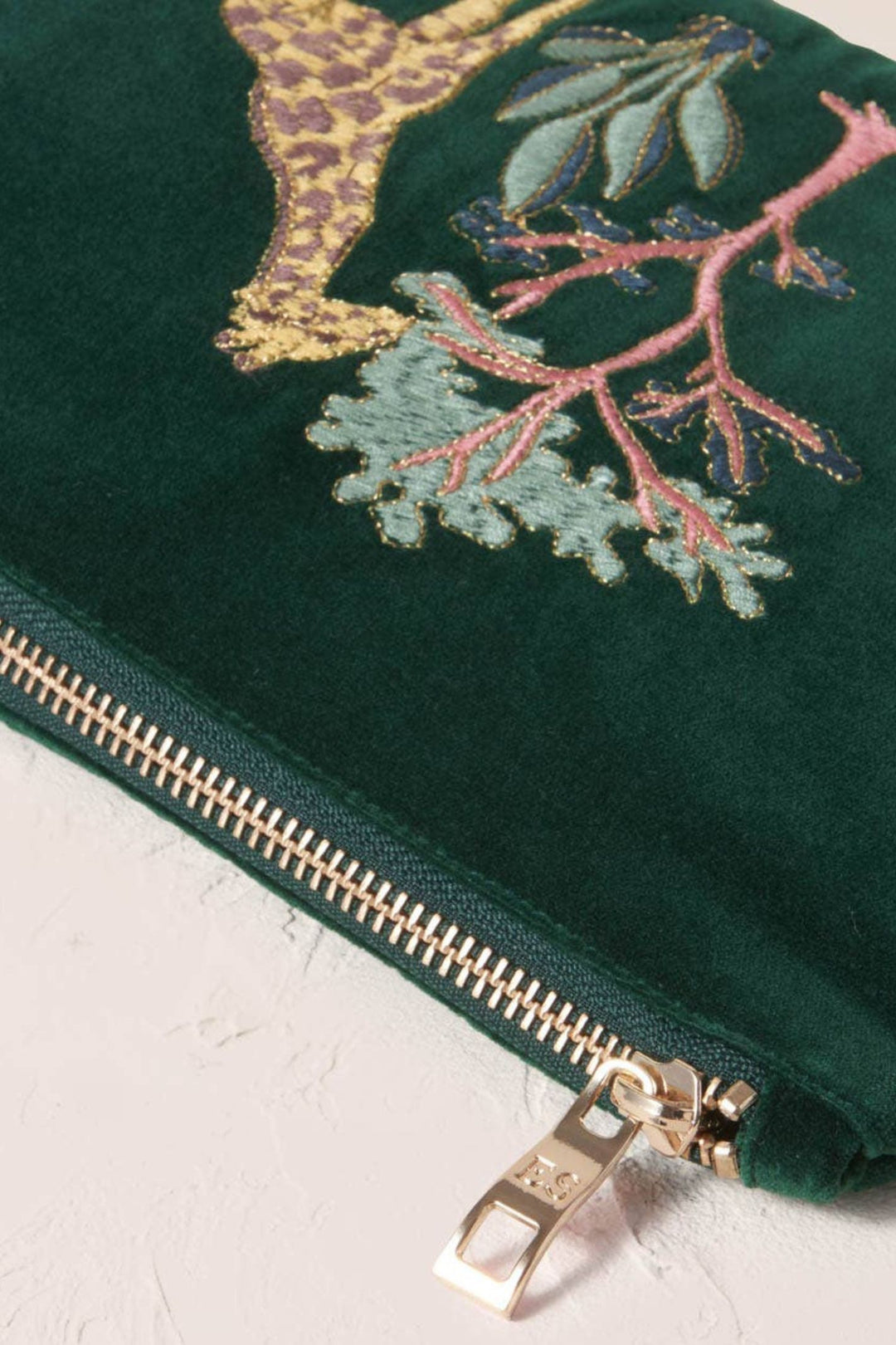 Elizabeth Scarlett Forest Green Giraffe Velvet Mini Pouch