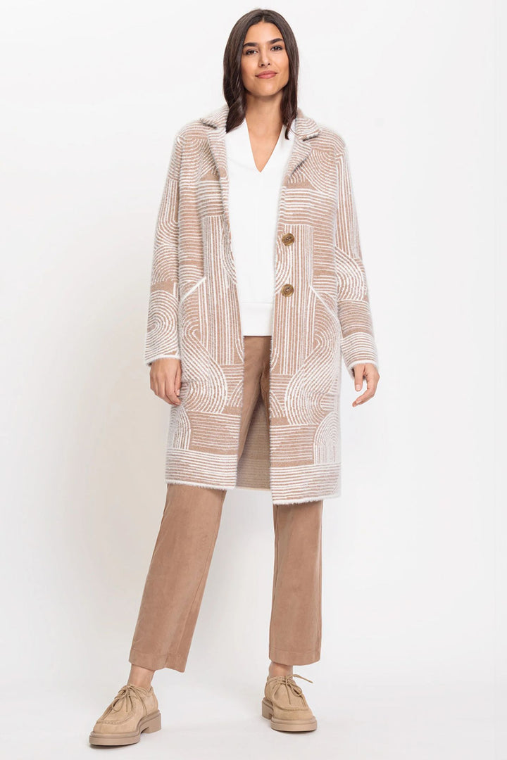 Olsen 11004439 Nougat Longline Cardigan Coatigan