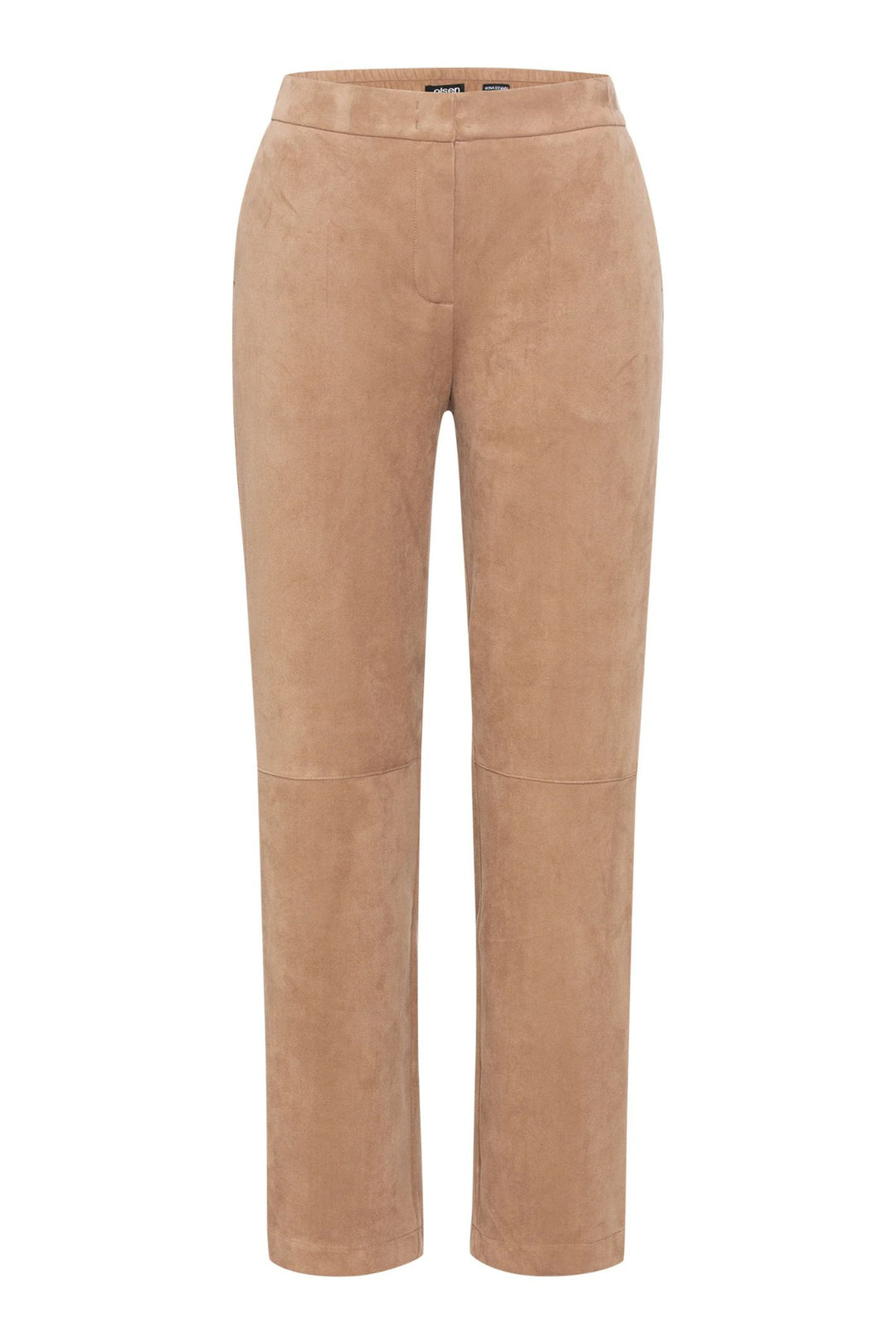 Olsen 14002221 Dark Almond Mona Straight Faux Suede Trousers