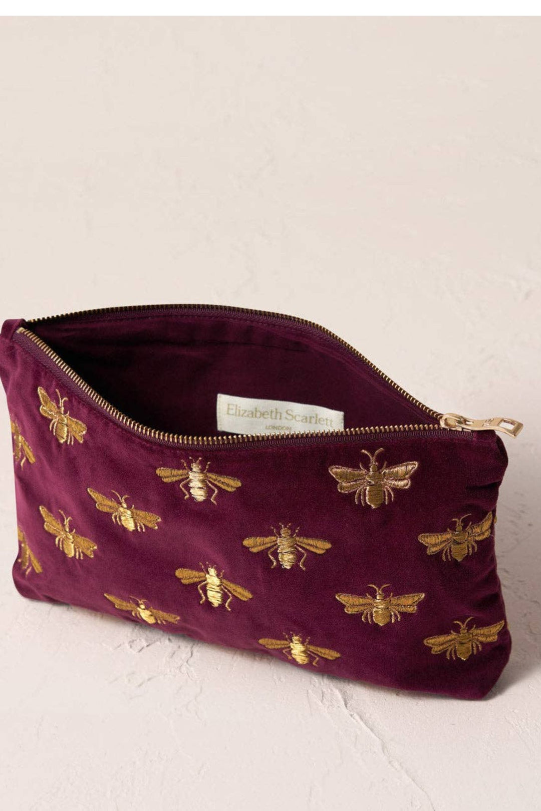 Elizabeth Scarlett Plum Honey Bee Everyday Velvet Pouch