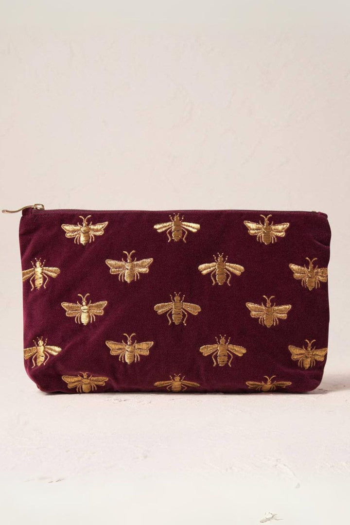 Elizabeth Scarlett Plum Honey Bee Everyday Velvet Pouch