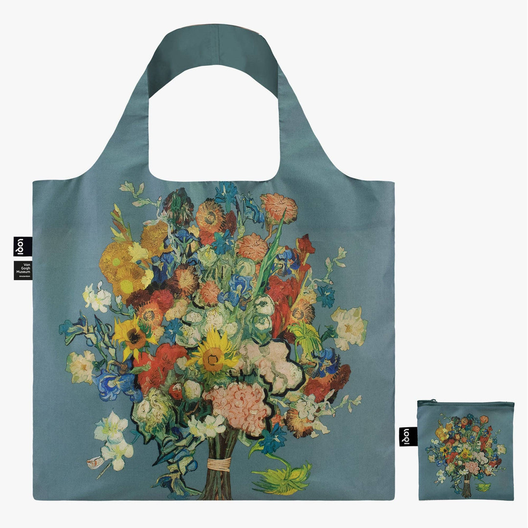 Loqi Van Gogh Museum Blue Flower Pattern Recycled Tote Bag