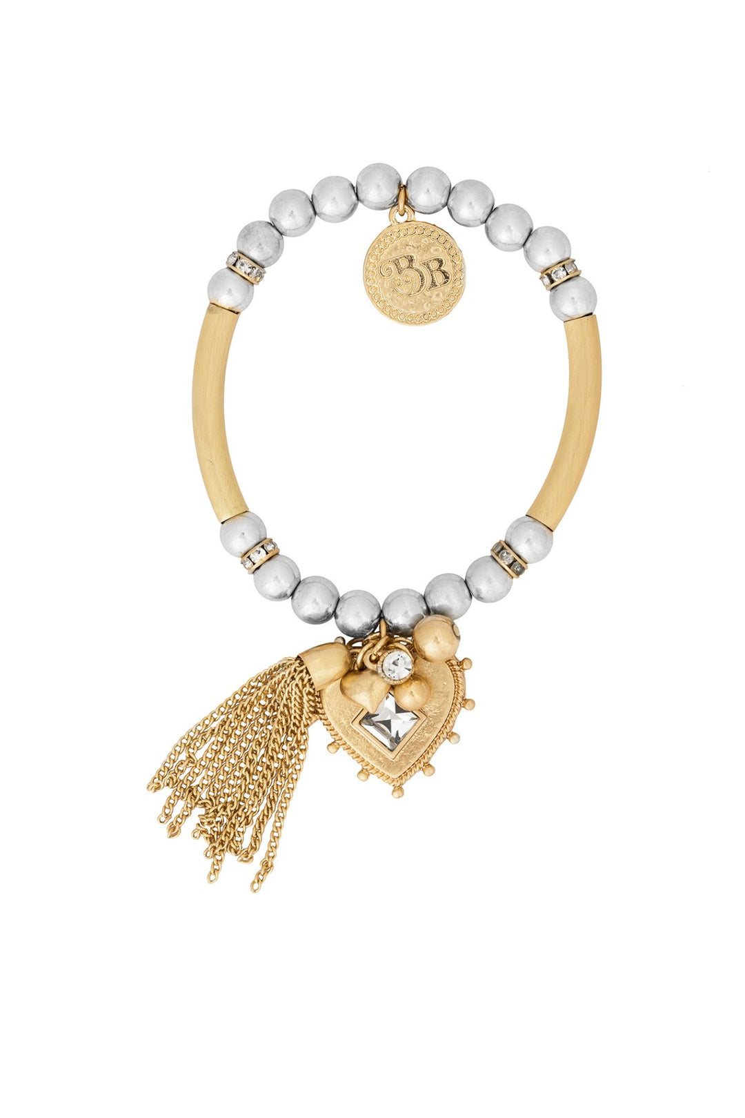 Bibi Bijoux Gold & Silver Heart Tassel Bracelet