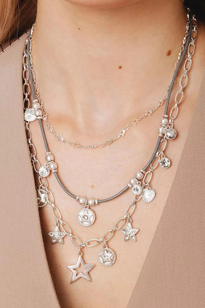 Bibi Bijoux Sliver Star Harmony Layered Necklace