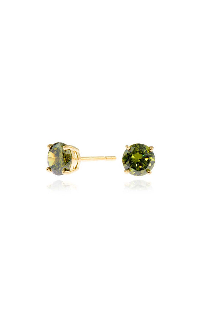 Cachet Lana 6mm Earrings Olivine Cubic Zirconia 18ct Gold Plated