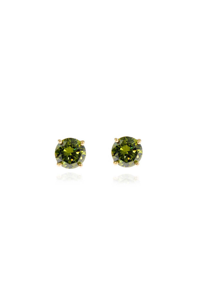 Cachet Lana 6mm Earrings Olivine Cubic Zirconia 18ct Gold Plated