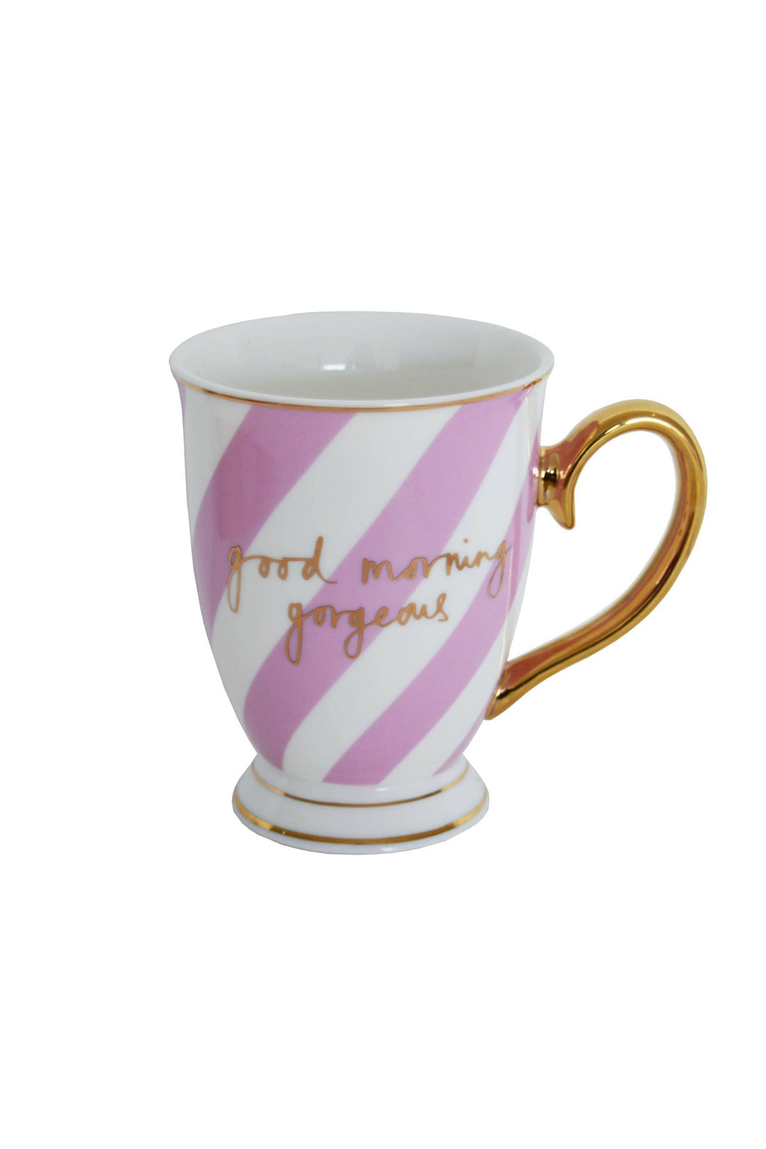 Bombay Duck Candy Cane Pink & White Stripe Morning Gorgeous Mug