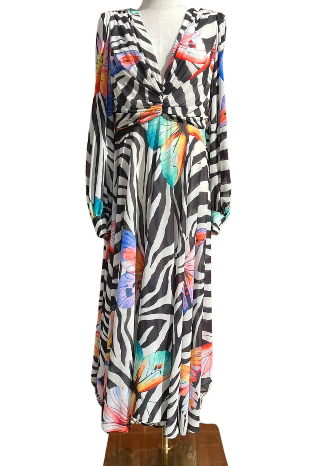 Carla Ruiz 199652 Monochrome & Butterfly Print Dress