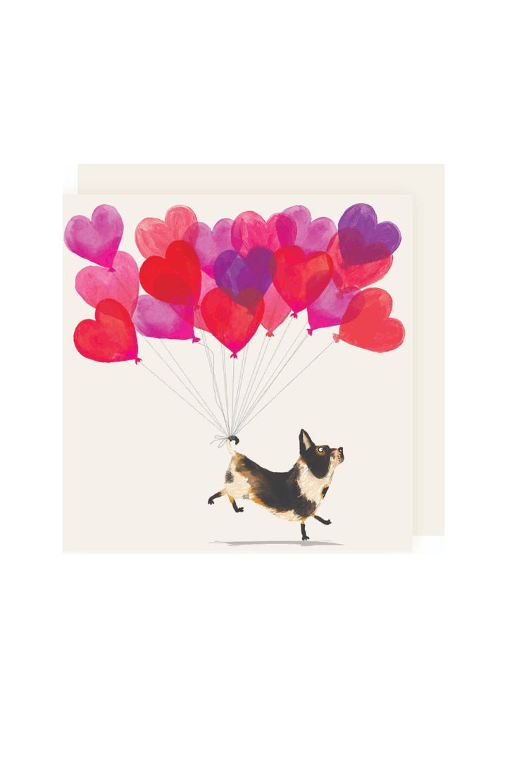 Charley Rabbit Dog With Heart Balloons Greeting Card