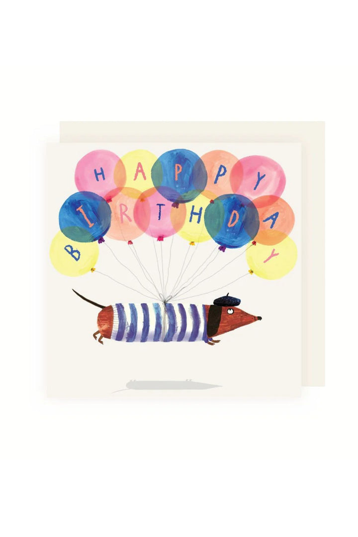 Charley Rabbit Sausage Dog Balloon Birthday Greeting Card