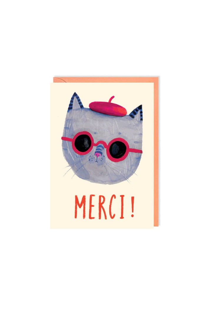 Charley Rabbit Thank You Cat Merci Greeting Card