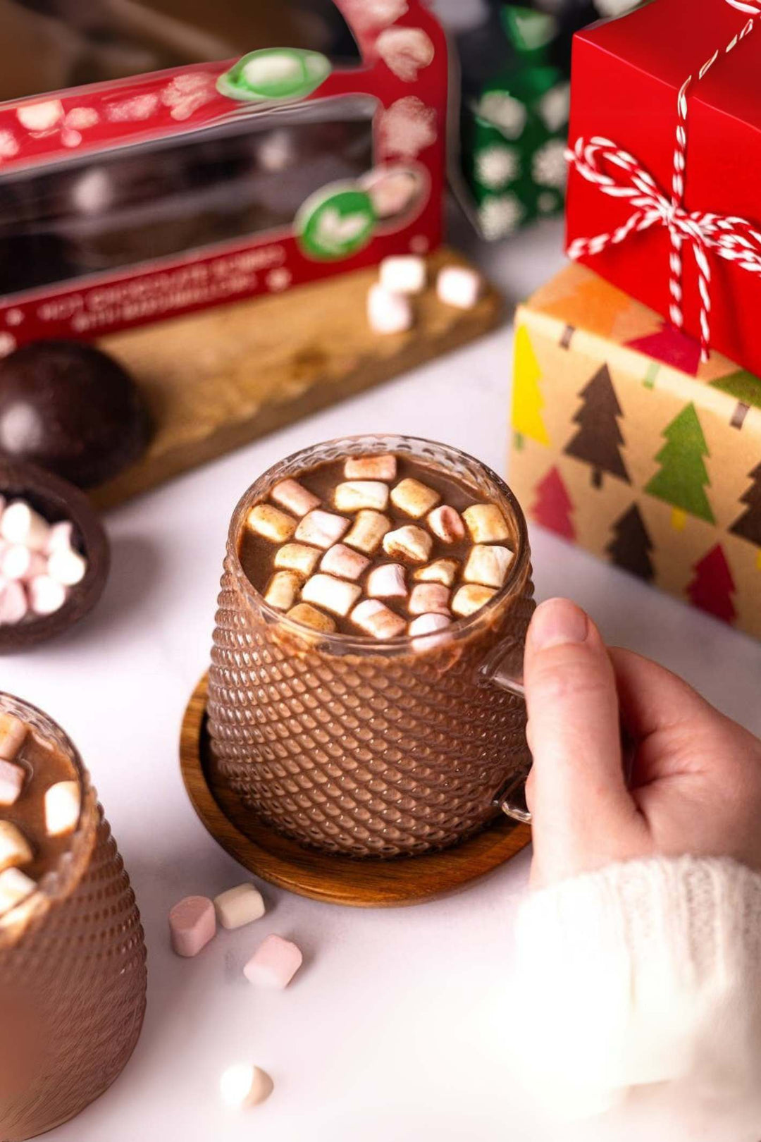 Christmas Salted Caramel Hot Chocolate Bombe Cracker with Marshmallows