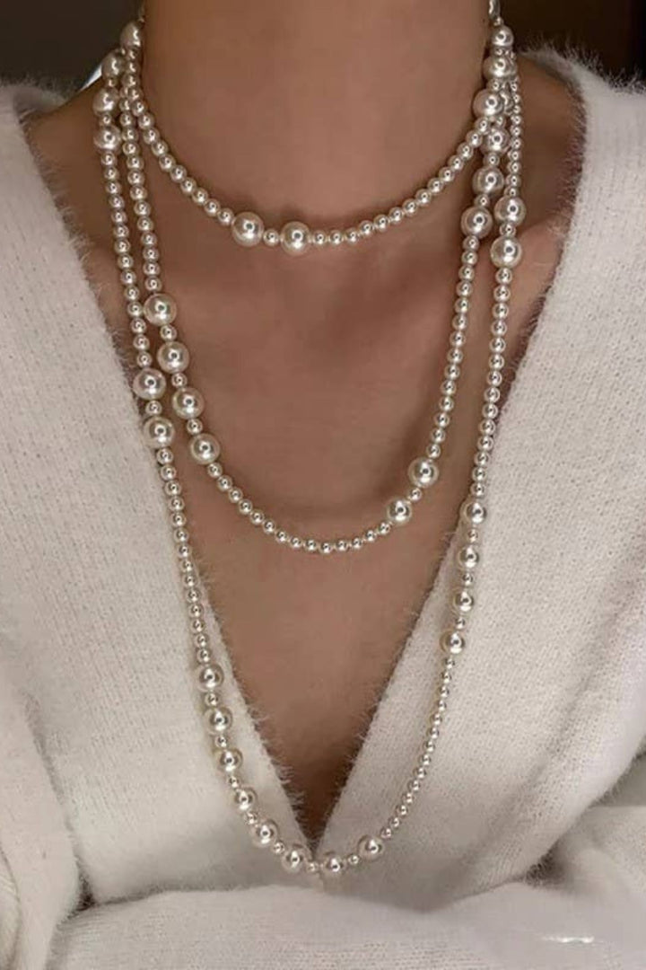 Classic Long Ivory Pearl Necklace