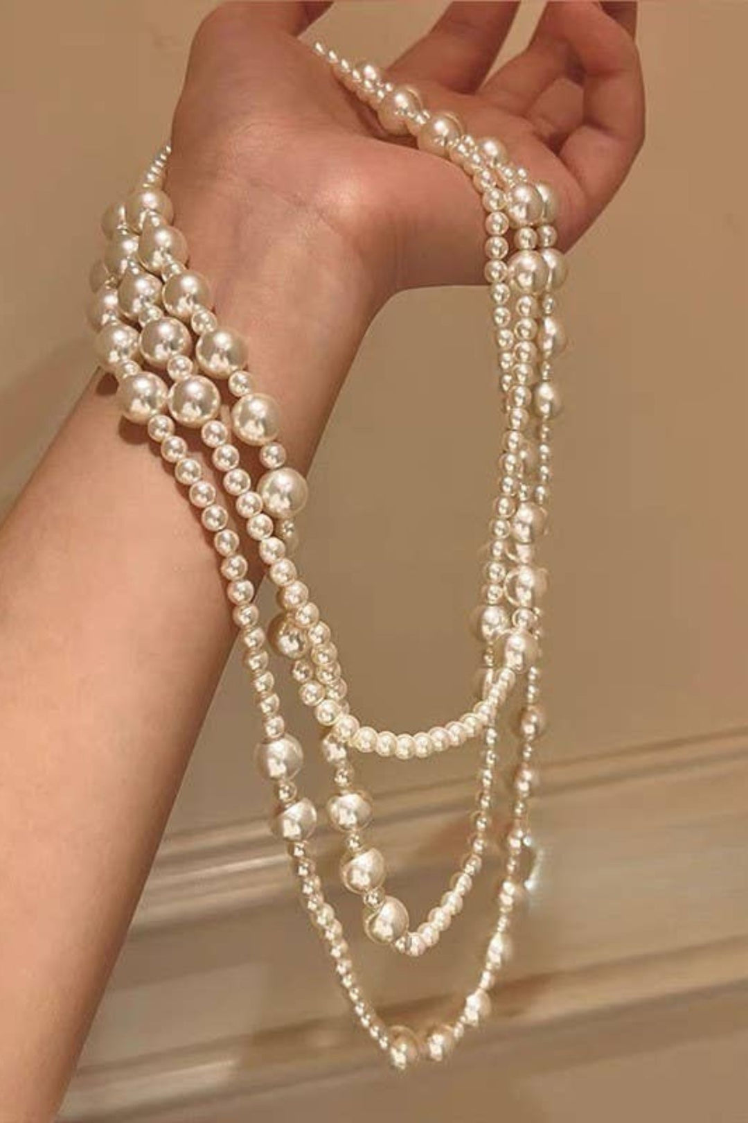 Classic Long Ivory Pearl Necklace