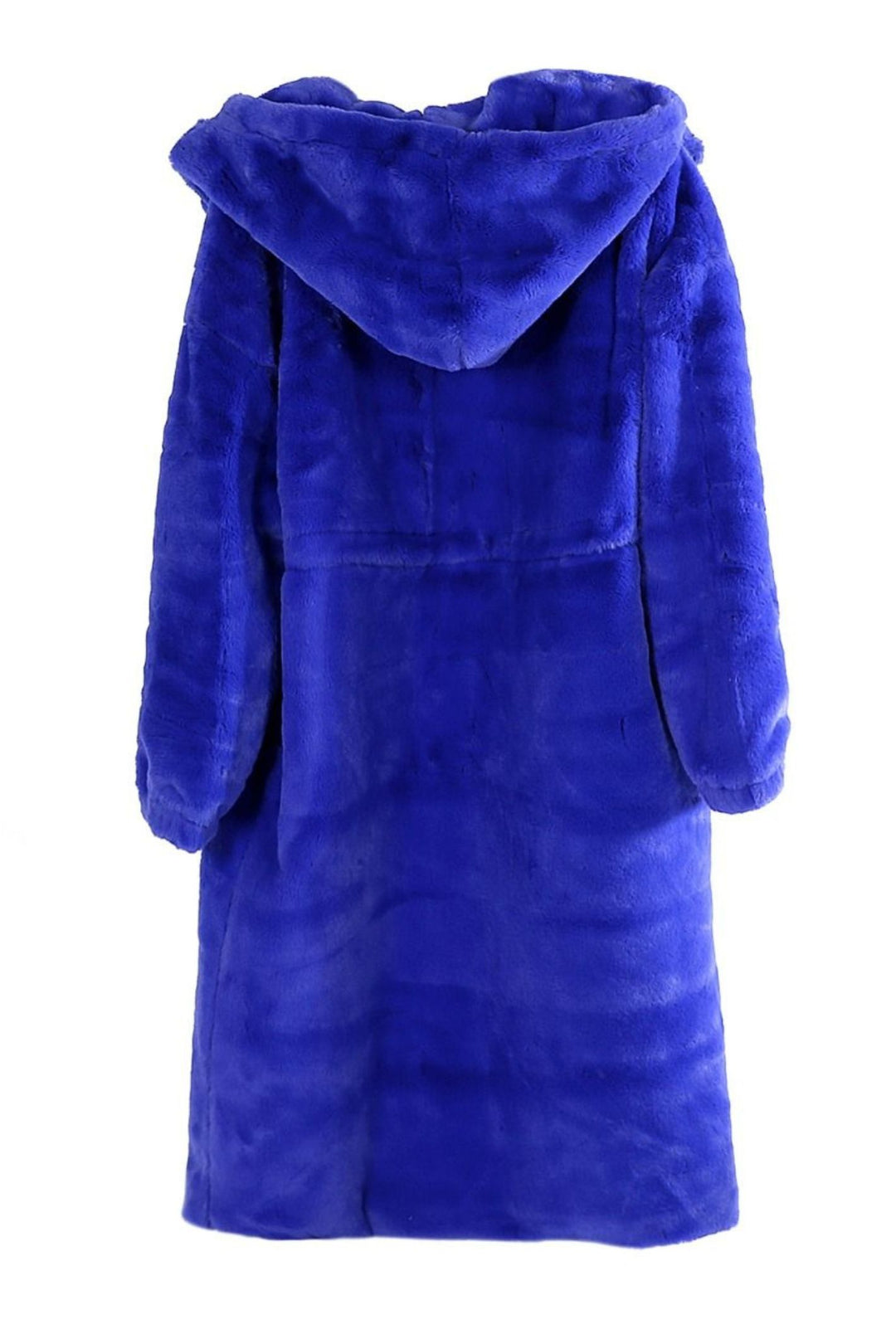 Cobalt Blue Faux Fur Hooded Coat