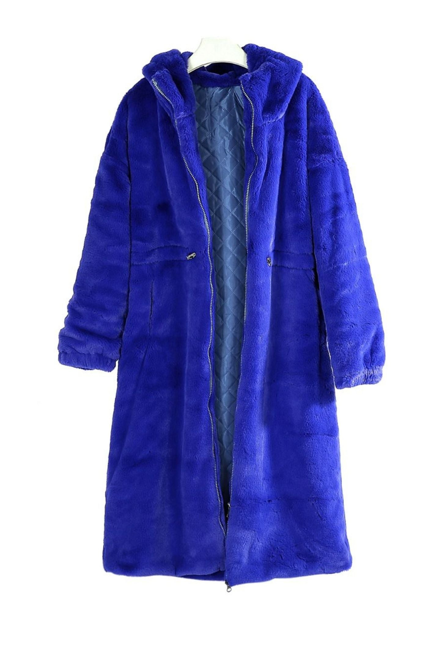 Cobalt blue faux fur on sale jacket