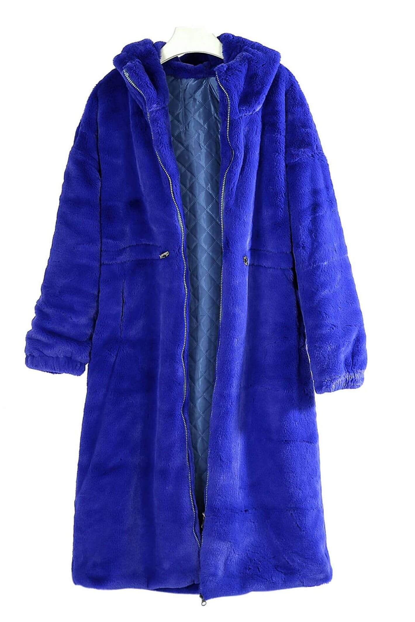 Cobalt blue faux fur coat best sale