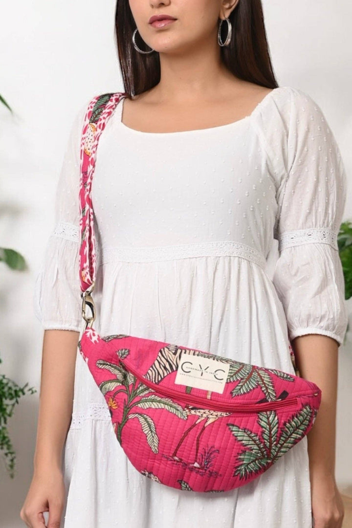 Conscious Yoga Collective CYC Cross Body Bag Hot Pink Jungle