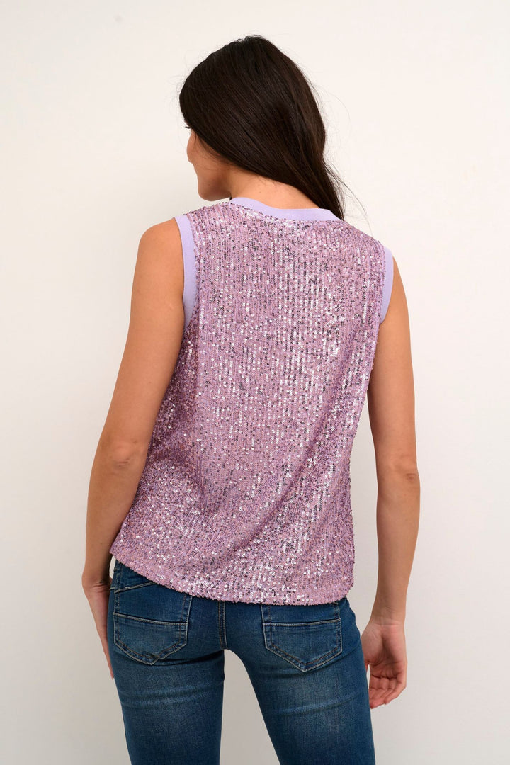 Cream Clothing CRFalula Lilac Sequin Vest Top