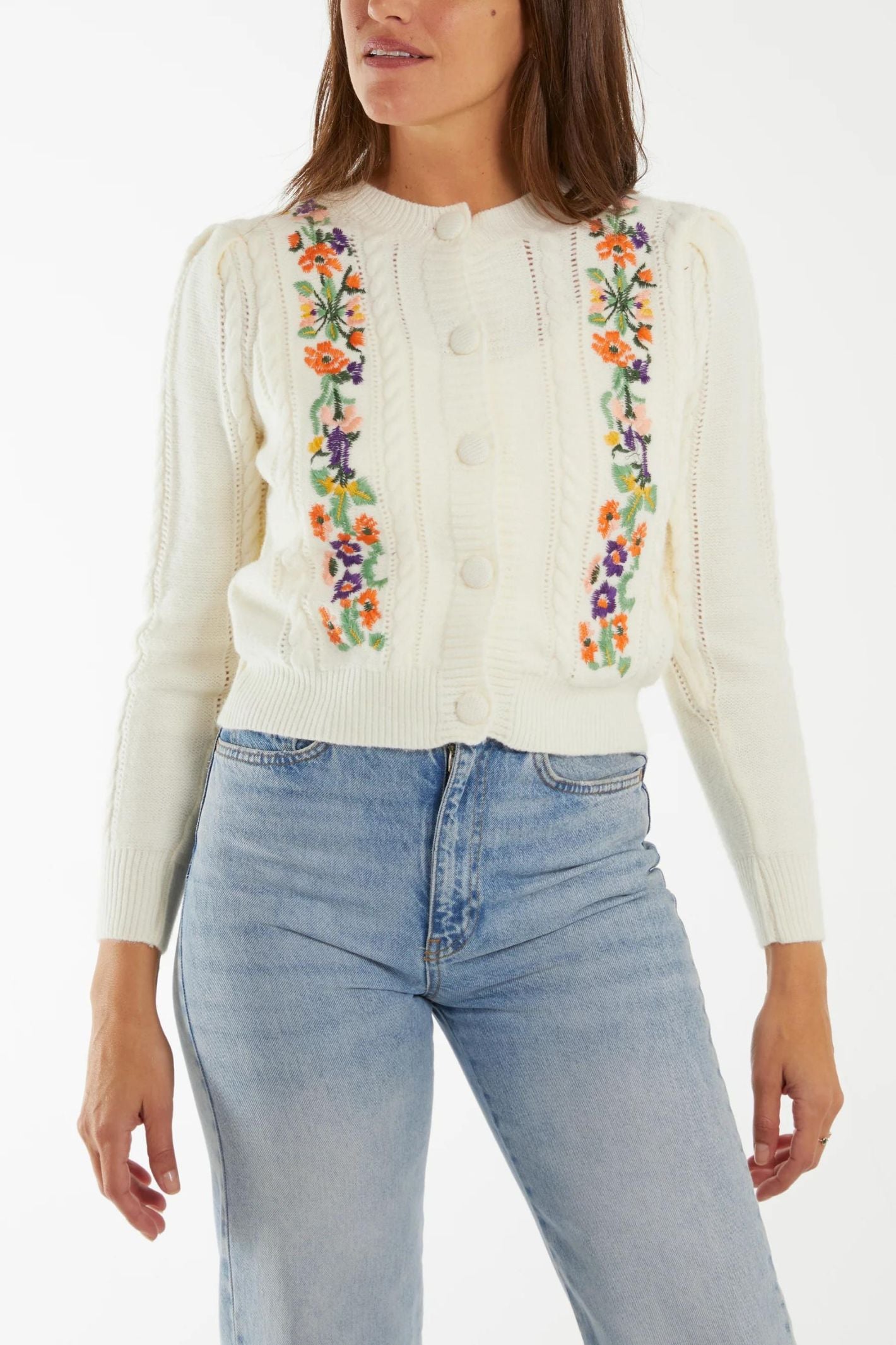 Floral embroidered cardigan best sale