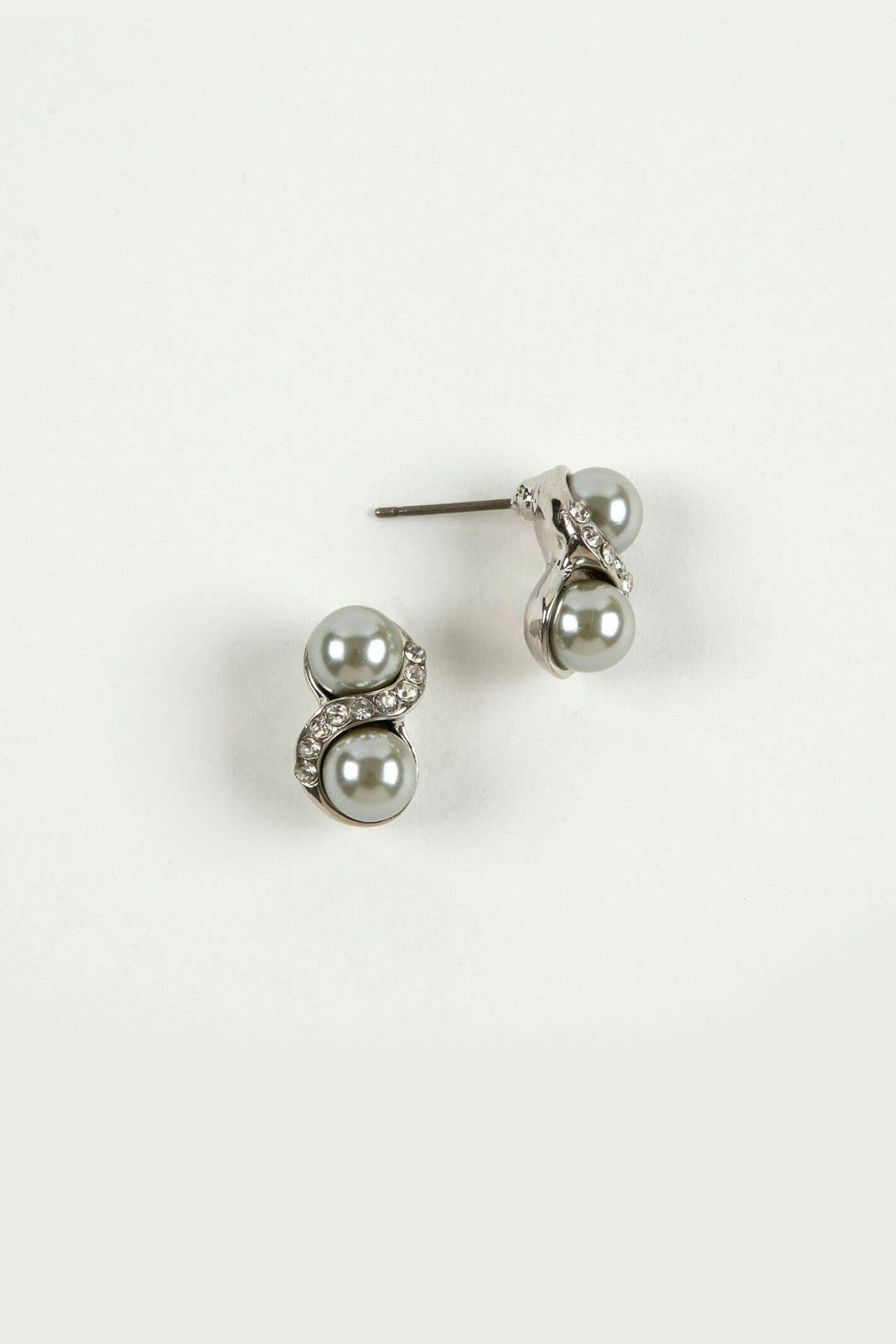 Dante E23506 Steel Pearl Diamante Swirl Earrings