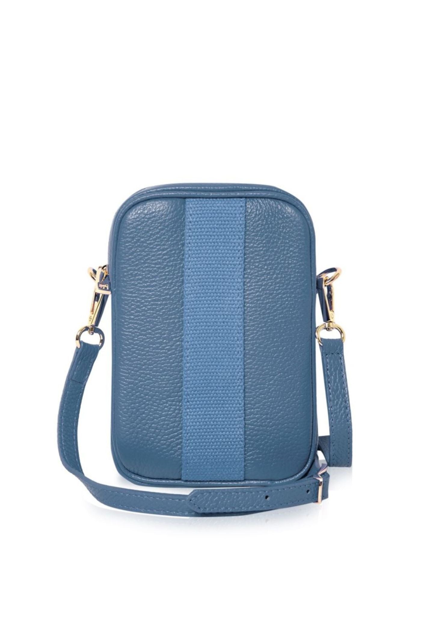 Denim Blue Leather Canvas Detail Cross Body Phone Bag Experience Boutique