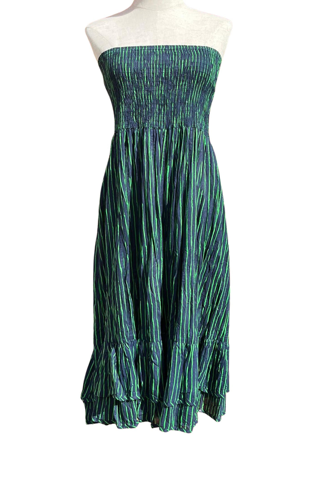 Dress Addict Jaja 317 Navy & Green Stripe 2-in-1 Skirt Dress
