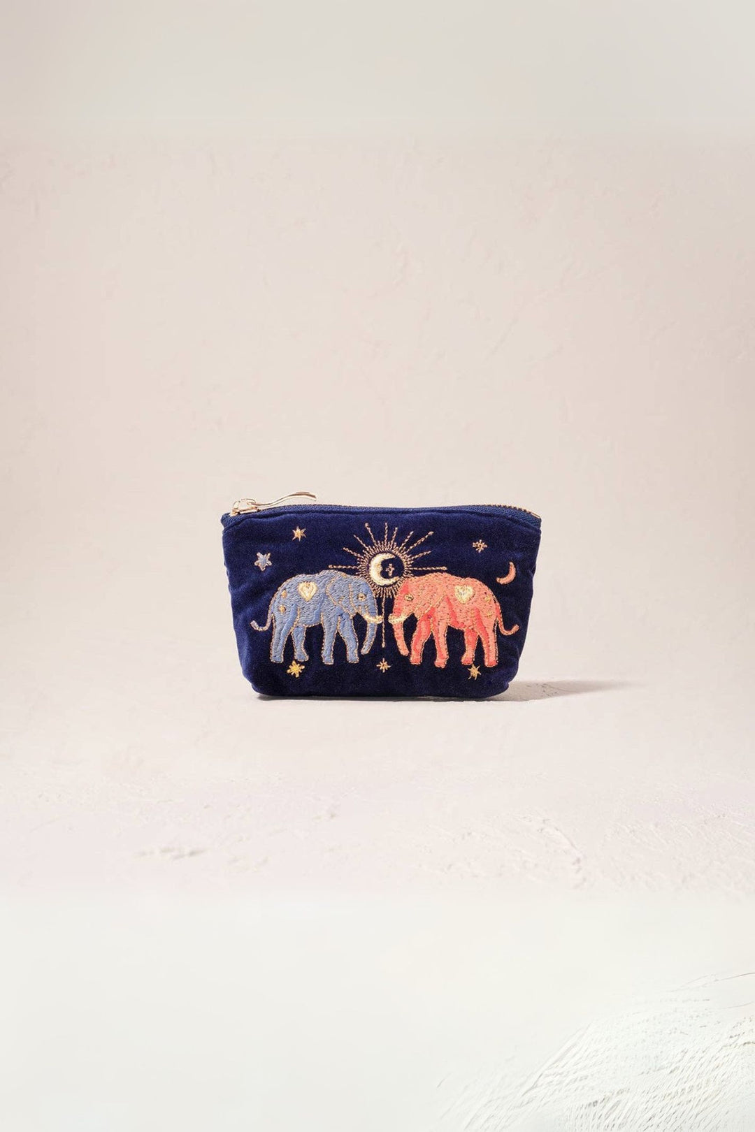 Elizabeth Scarlett Celestial Elephant Navy Velvet Coin Purse