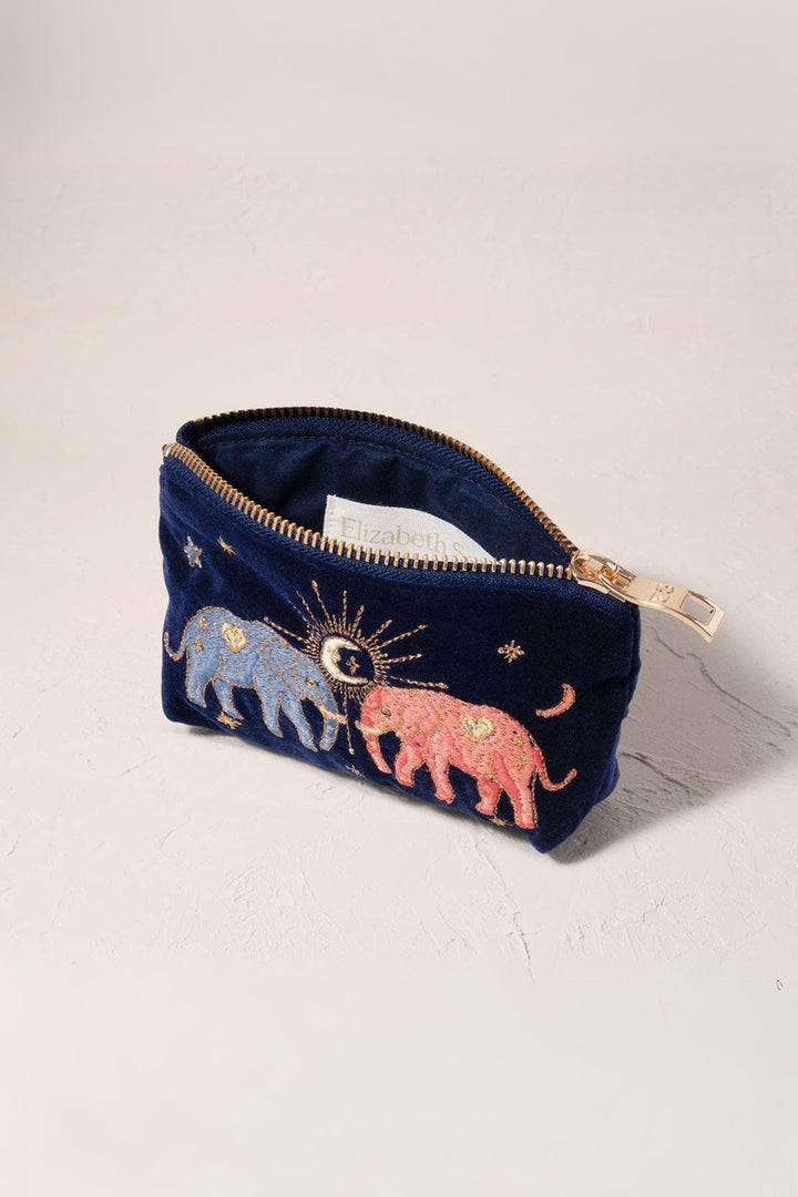 Elizabeth Scarlett Celestial Elephant Navy Velvet Coin Purse