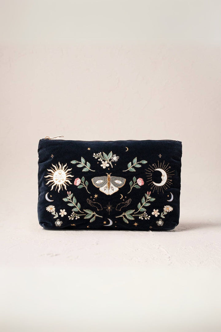 Elizabeth Scarlett Charcoal Midnight Mysticism Velvet Everyday Pouch