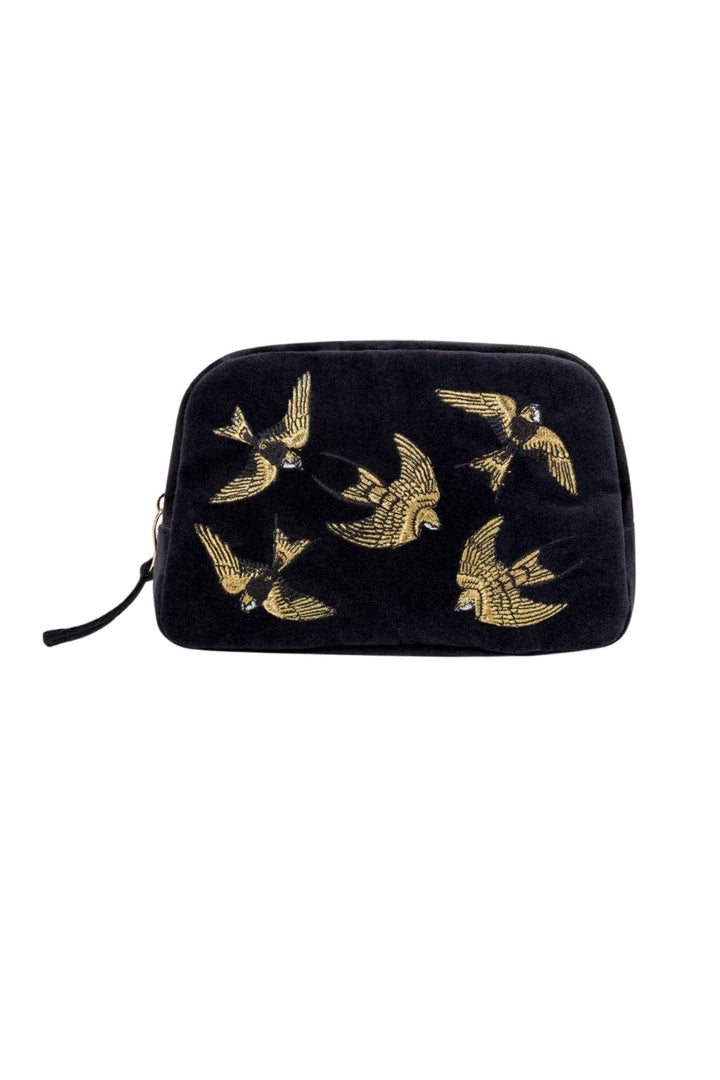 Elizabeth Scarlett Charcoal Swallow Cosmetics Bag