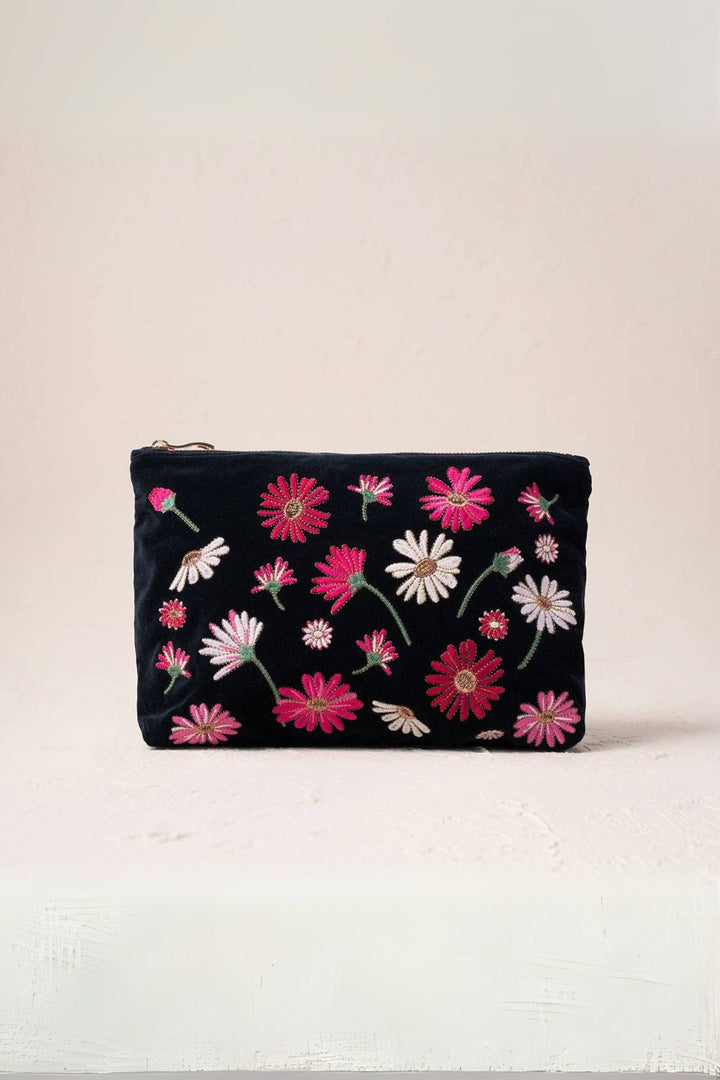 Elizabeth Scarlett Charcoal Wildflower Everyday Velvet Pouch