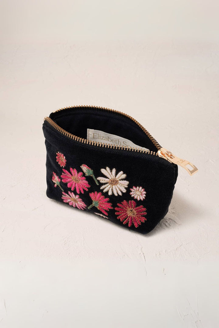 Elizabeth Scarlett Charcoal Wildflower Velvet Coin Purse