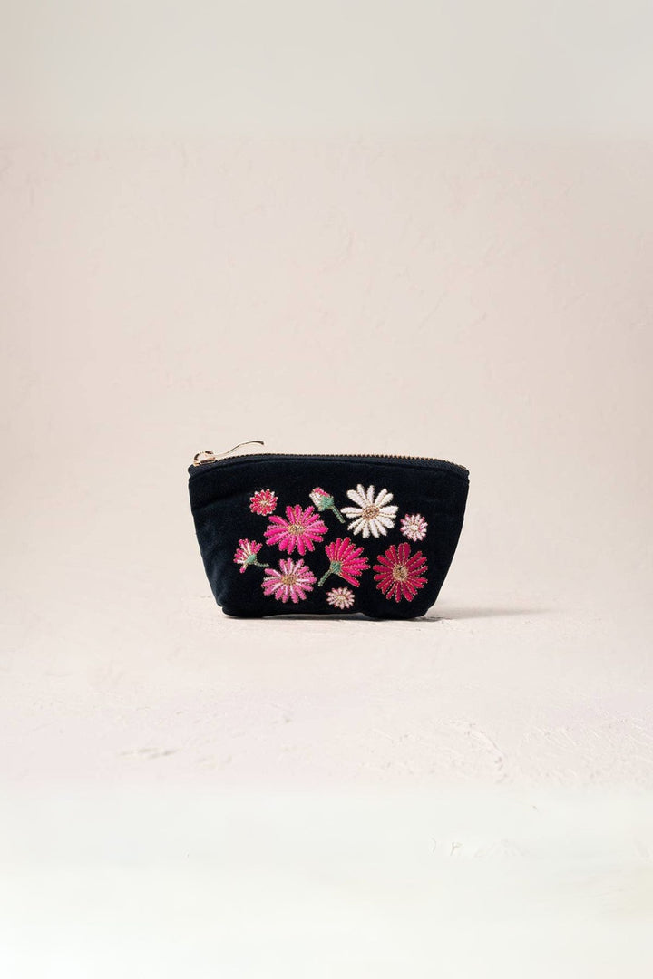 Elizabeth Scarlett Charcoal Wildflower Velvet Coin Purse