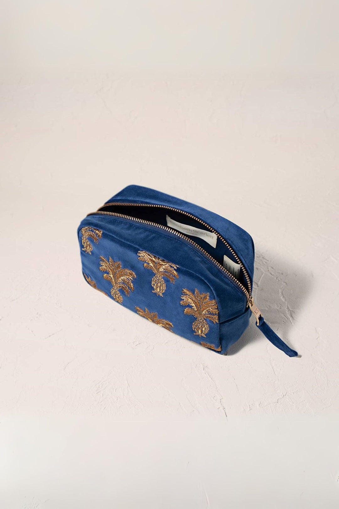 Elizabeth Scarlett Cobalt Pineapple Velvet Makeup Bag