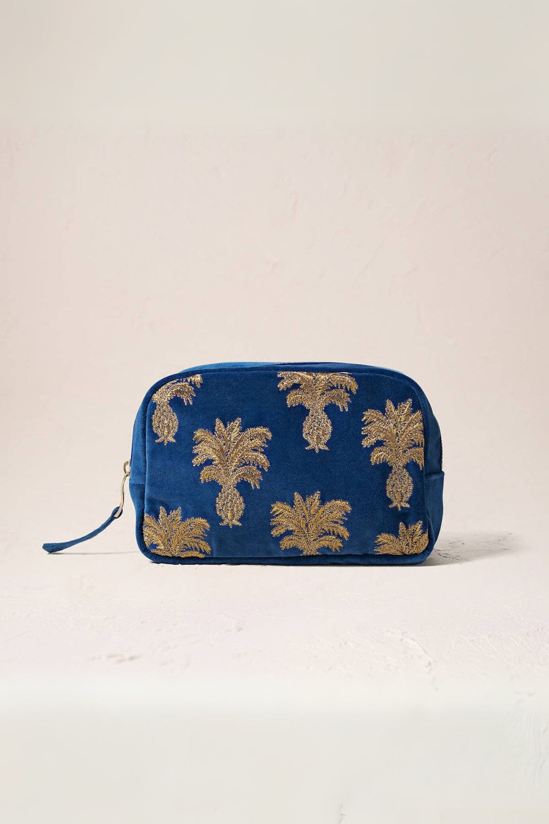 Elizabeth Scarlett Cobalt Pineapple Velvet Makeup Bag