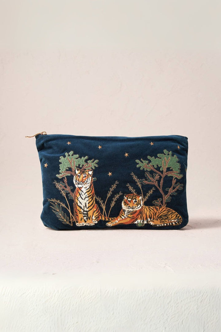 Elizabeth Scarlett Ink Blue Tiger Conservation Everyday Velvet Pouch