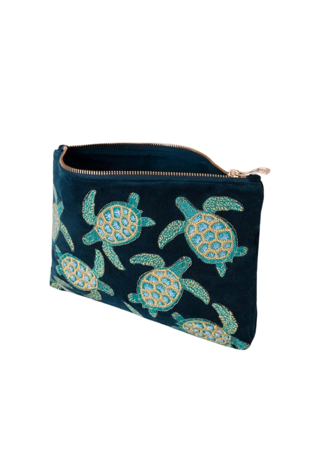 Elizabeth Scarlett Marine Navy Turtle Velvet Pouch – Experience Boutique