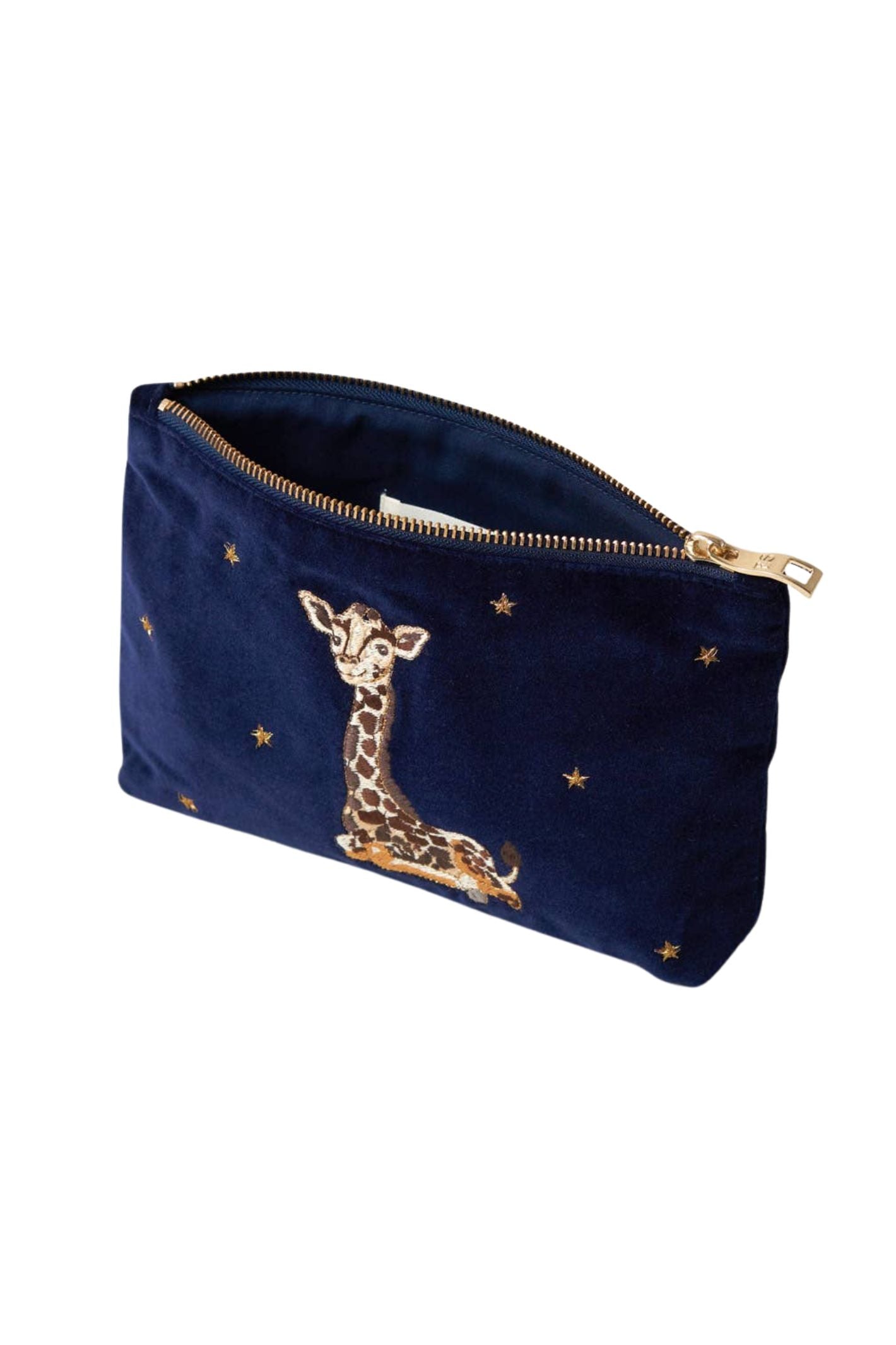 Elizabeth Scarlett Navy Baby Giraffe Mini Velvet Pouch Experience