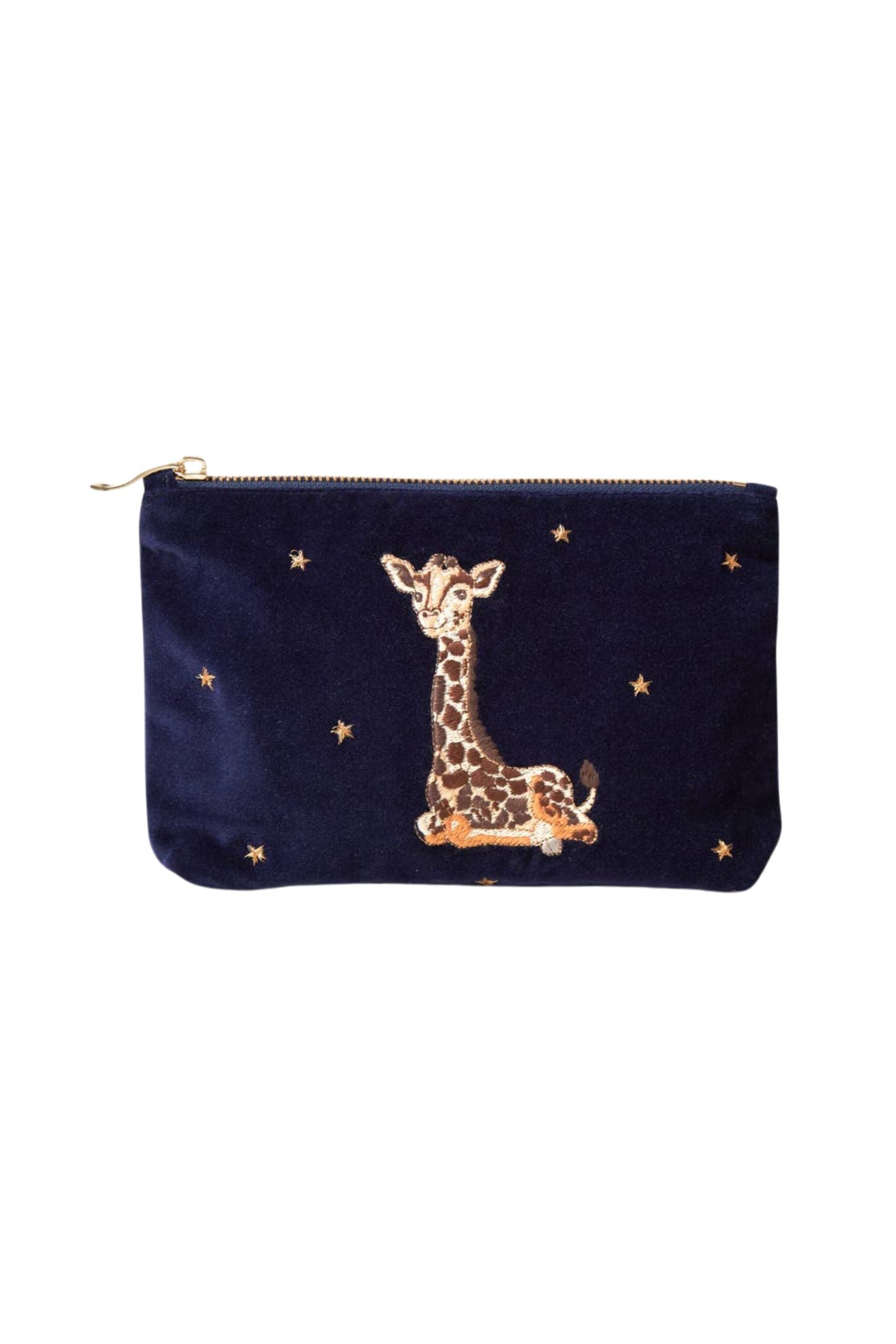 Elizabeth Scarlett Navy Baby Giraffe Mini Velvet Pouch Experience