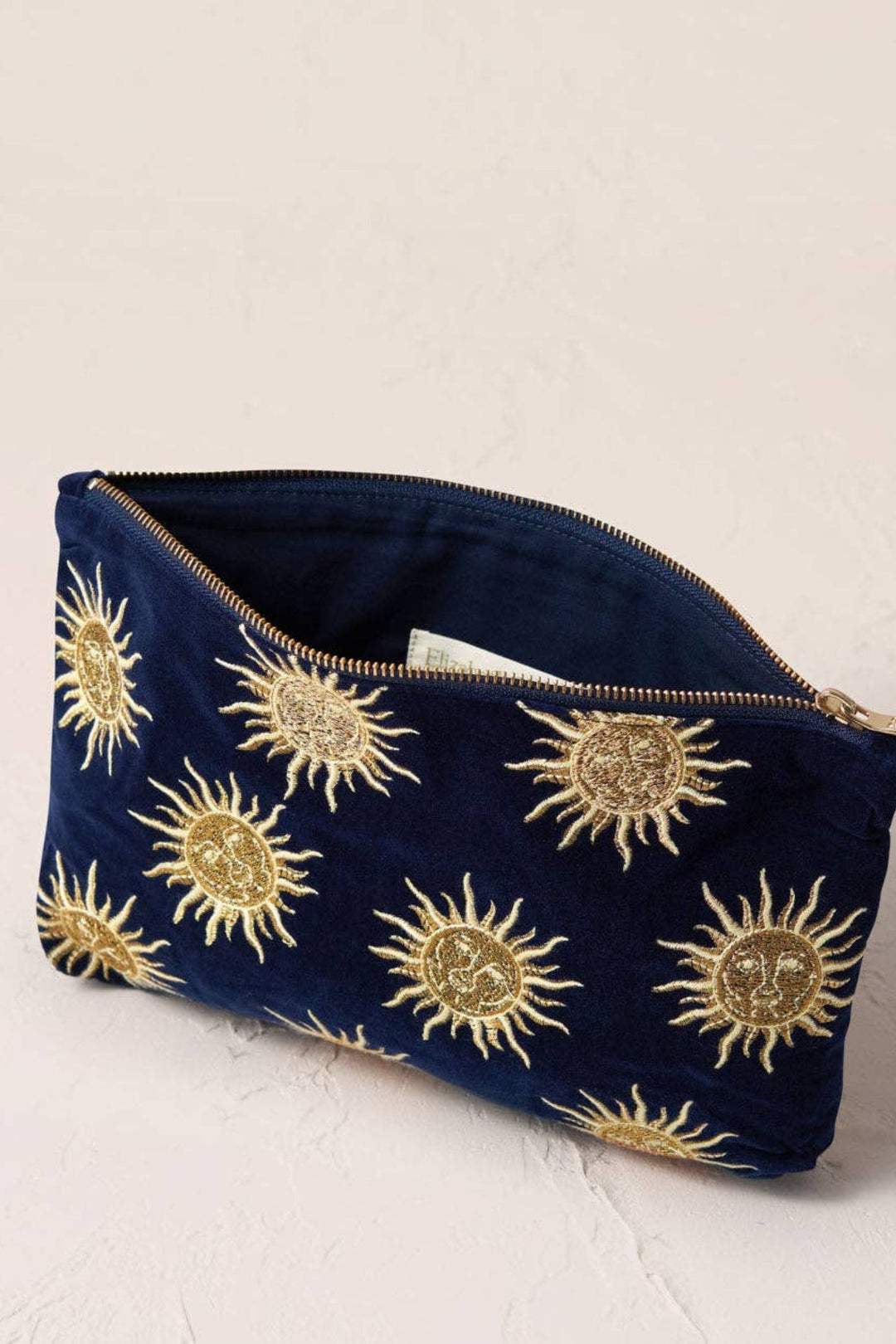 Elizabeth Scarlett Navy Blue Velvet Sun Goddess Everyday Pouch