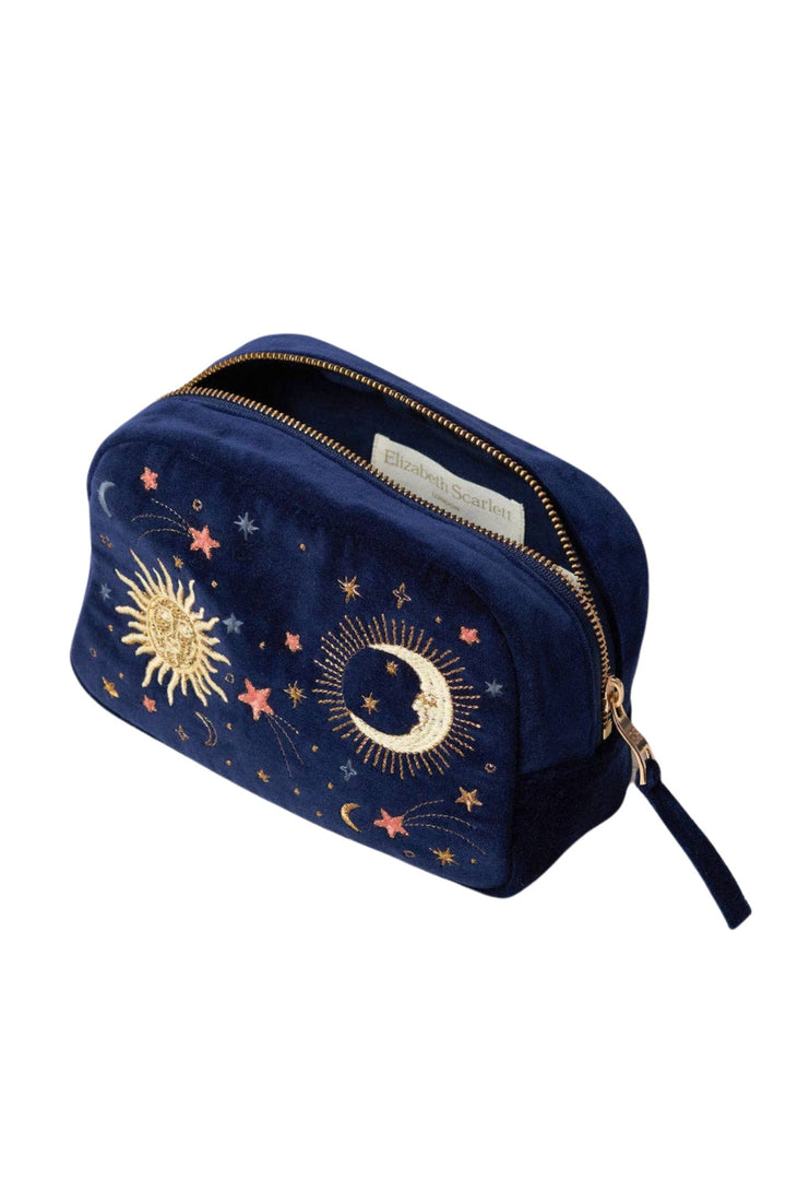 Elizabeth Scarlett Navy Celestial Velvet Cosmetics Bag