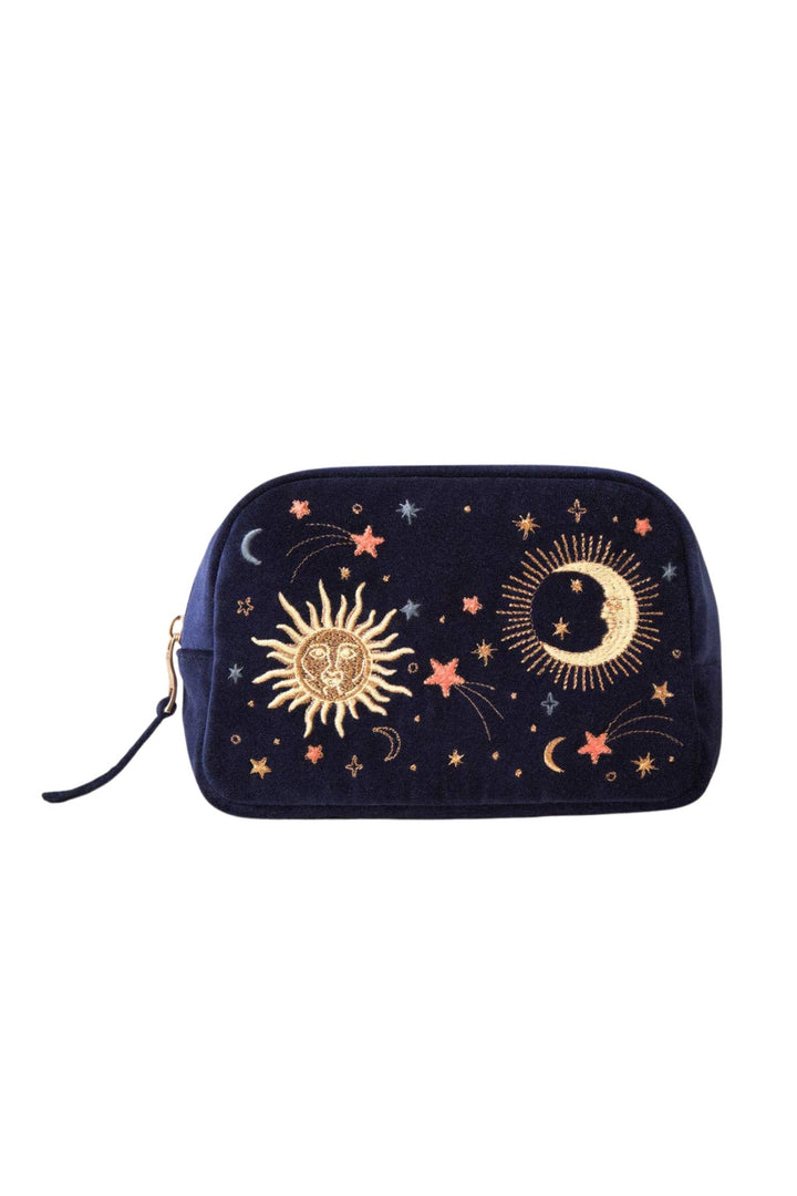 Elizabeth Scarlett Navy Celestial Velvet Cosmetics Bag